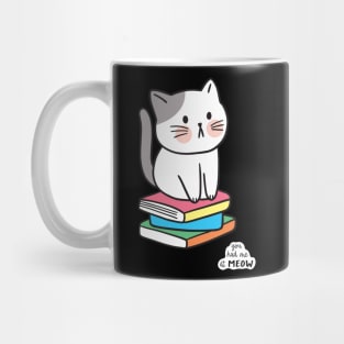 Cat Sitting On Books Mug